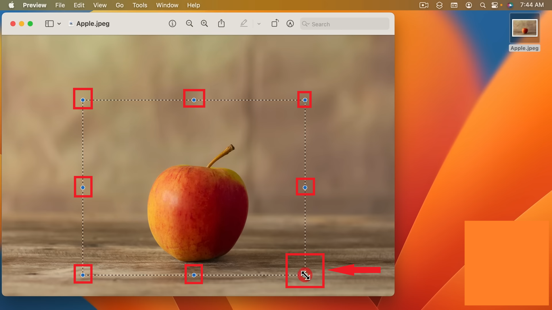 Select the area with mouse