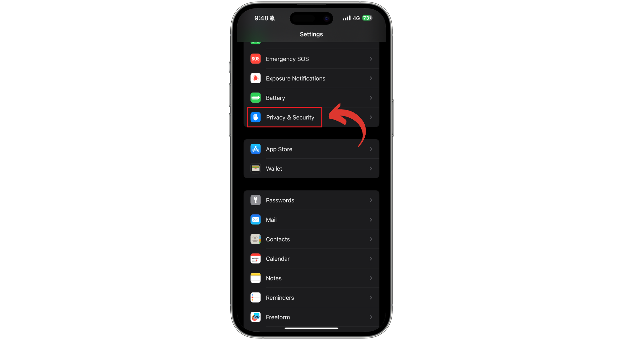 Open Privacy & Security Settings