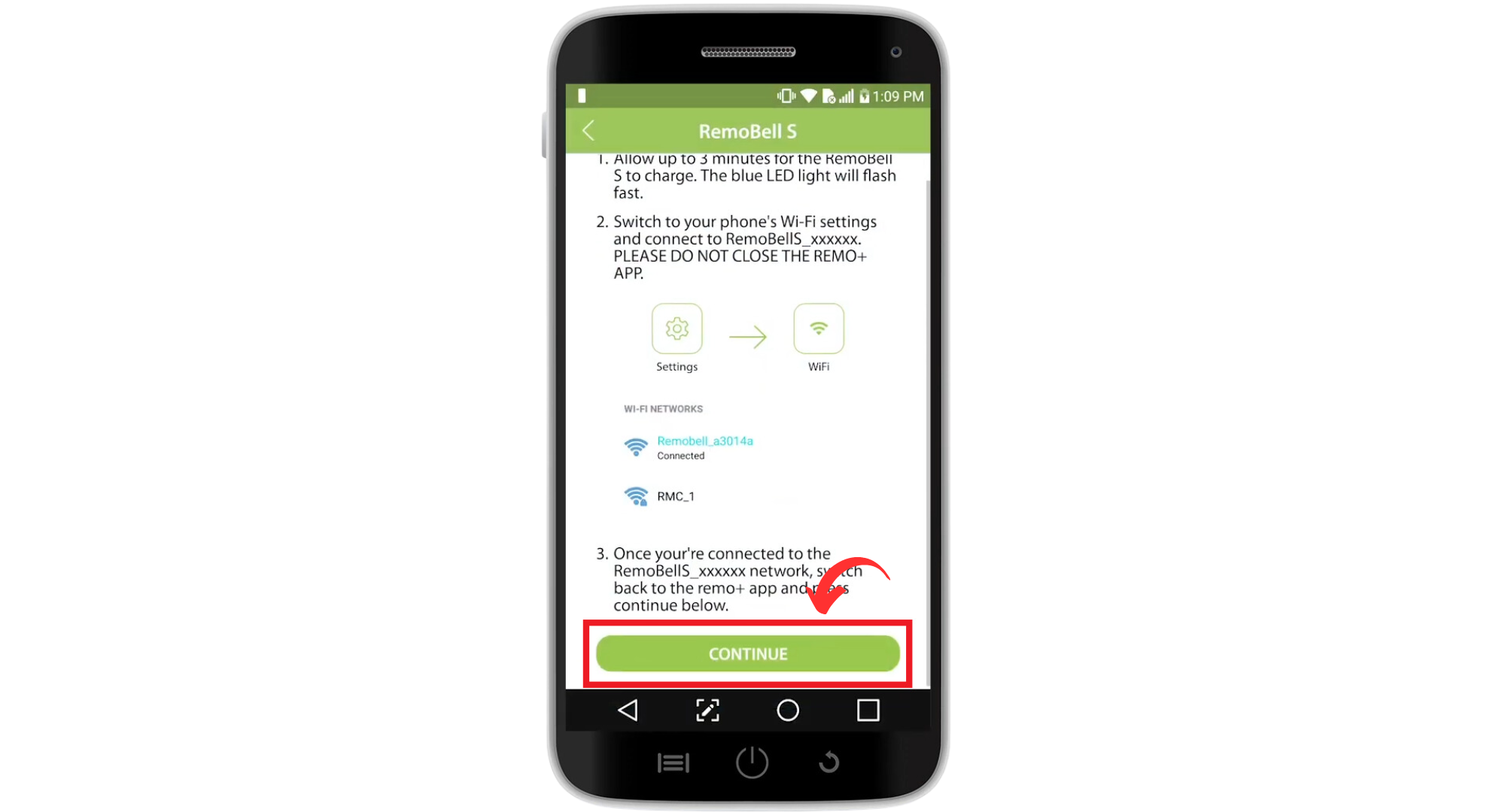 Tap Continue to complete the reset process