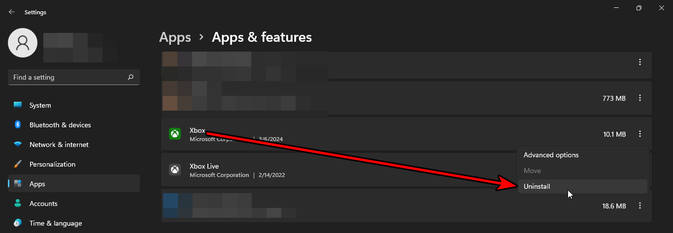 Uninstall the Xbox App