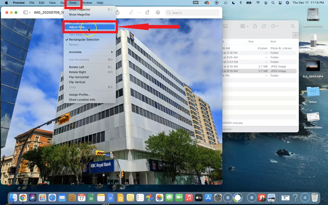 Click on Adjust Size
