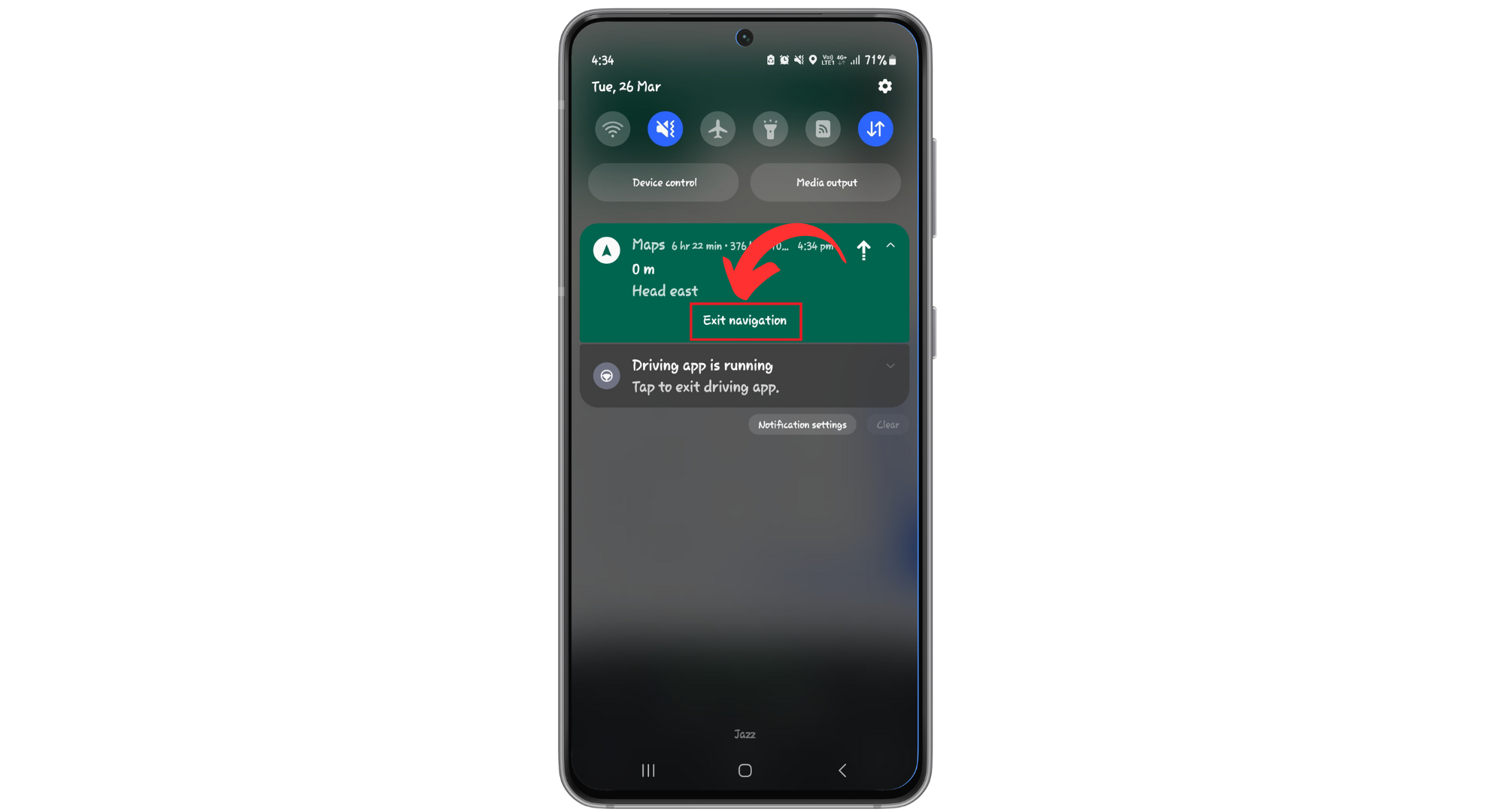 Tap "Stop Navigation"