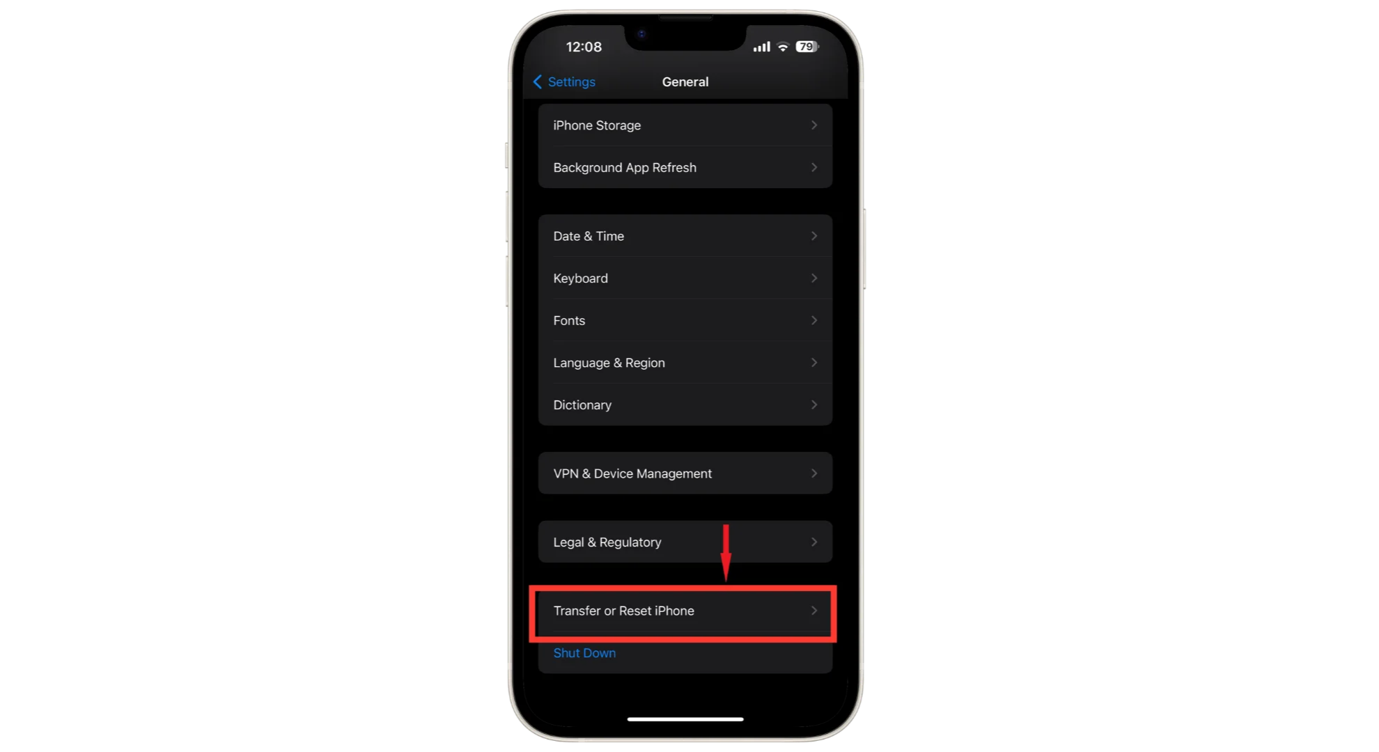 Tap on Transfer or Reset iPhone