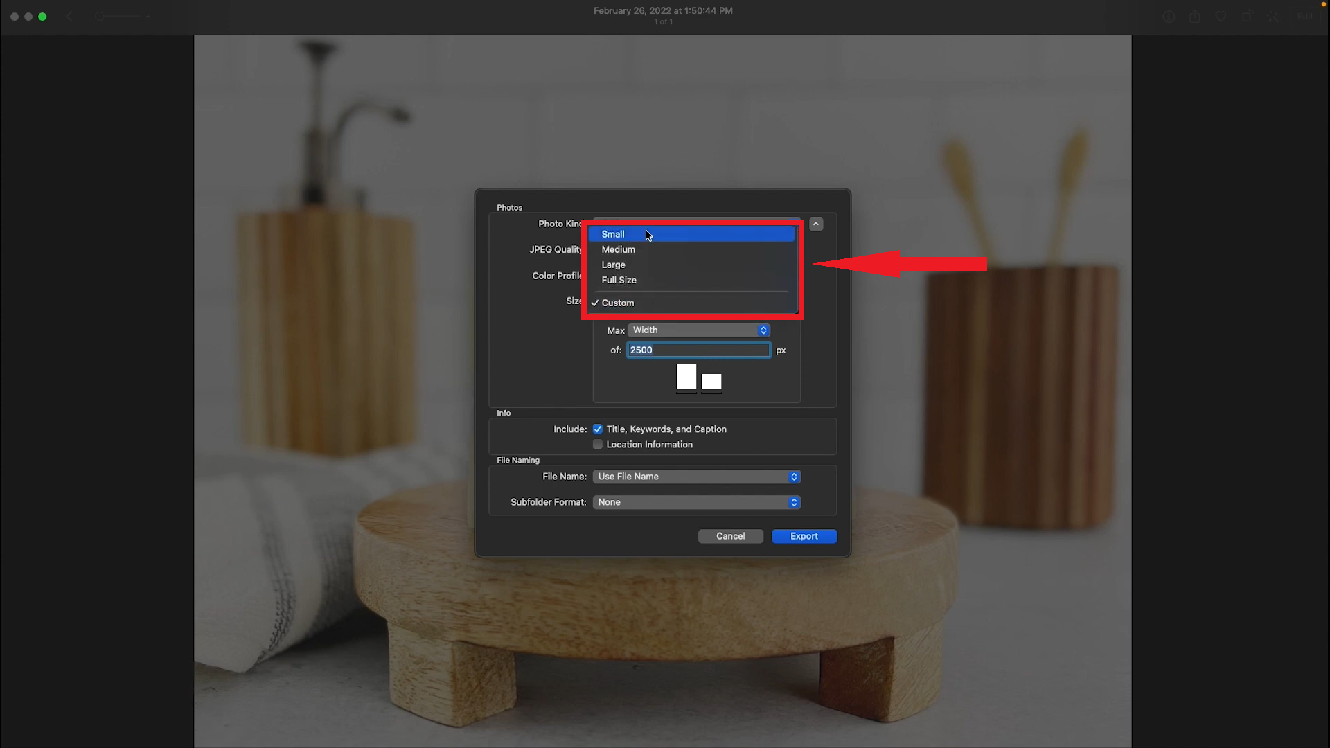 You can pick the desired size
