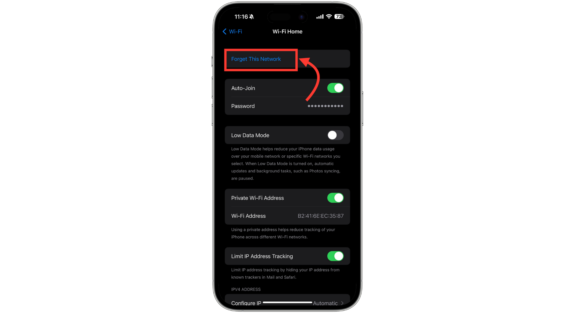 Tap on Forget This Network