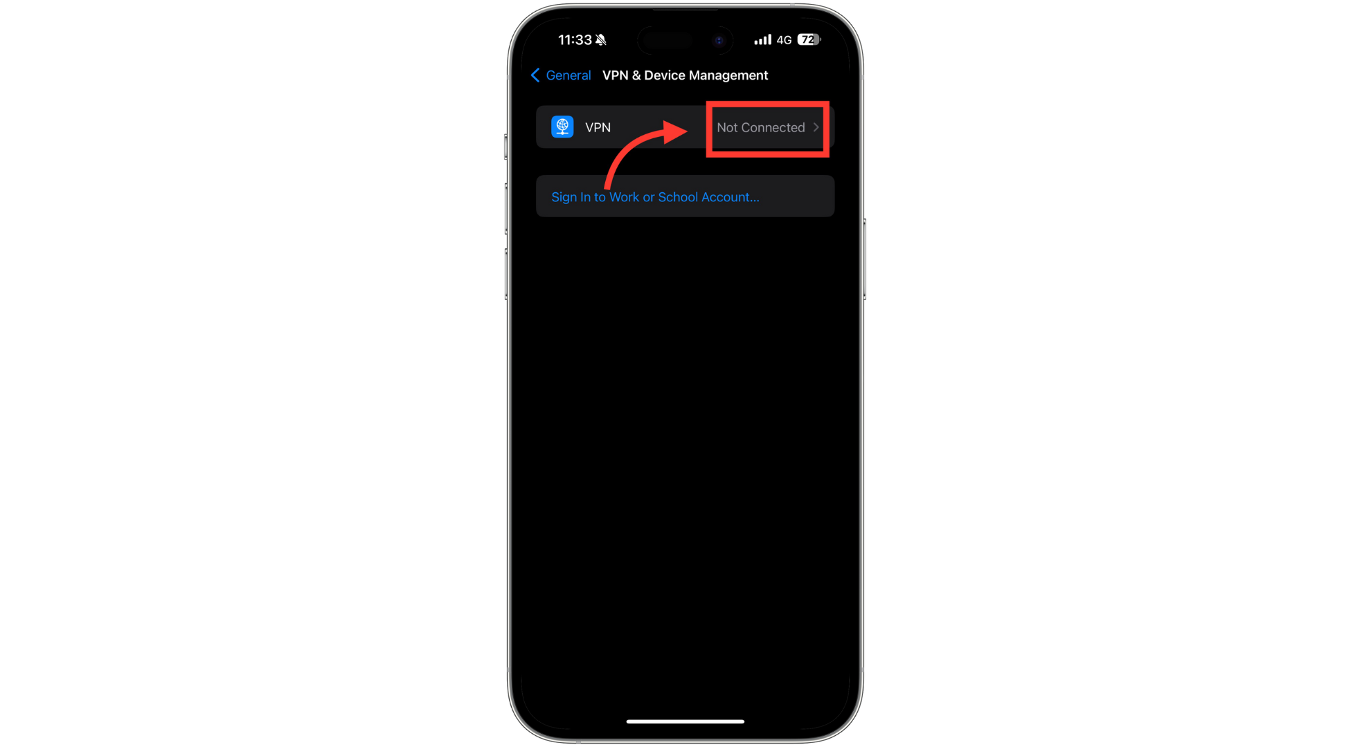 Make sure VPN is not connected
