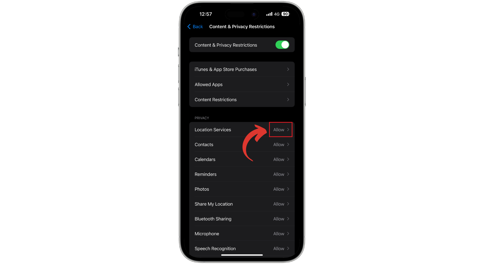 Make sure Share my location is Allowed