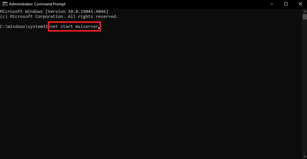 Command Prompt executing a command.