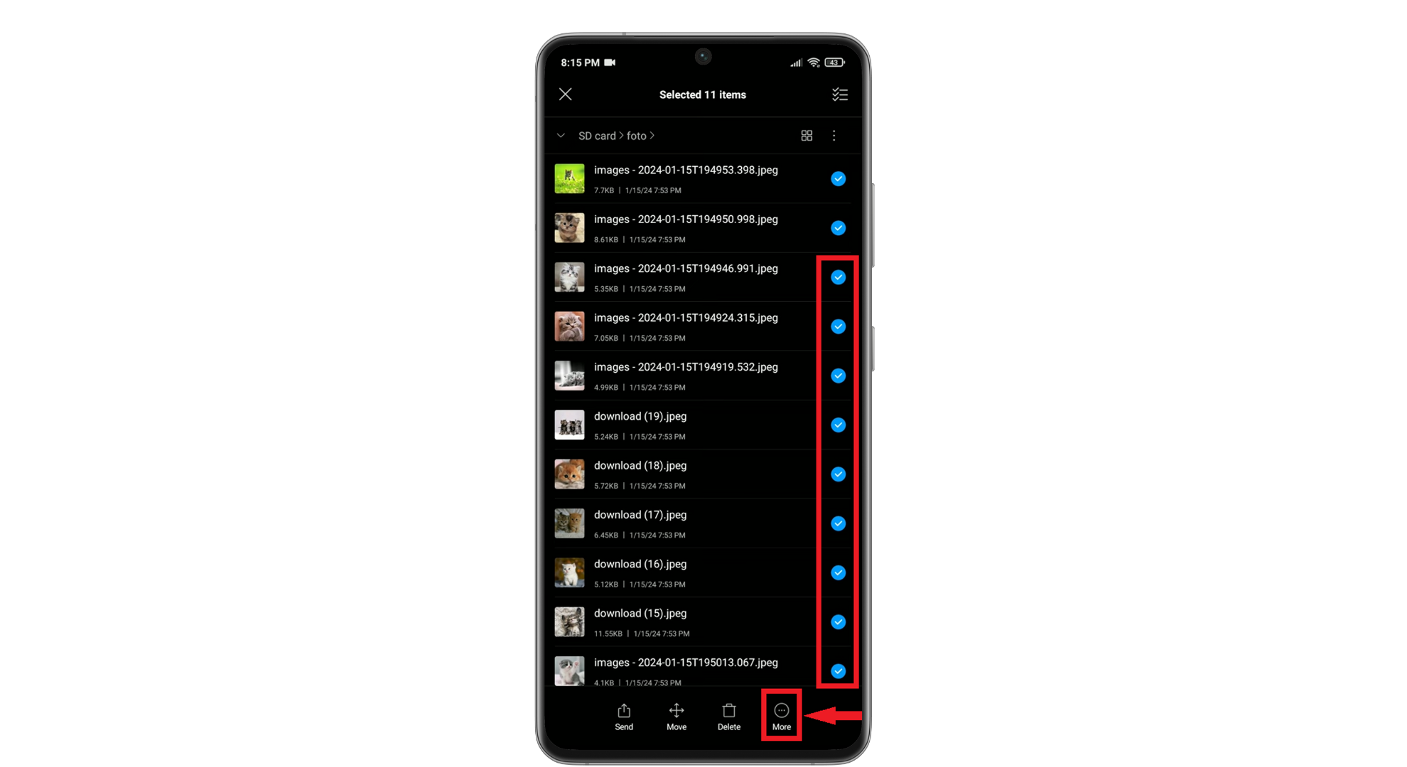 Select the images you want to move