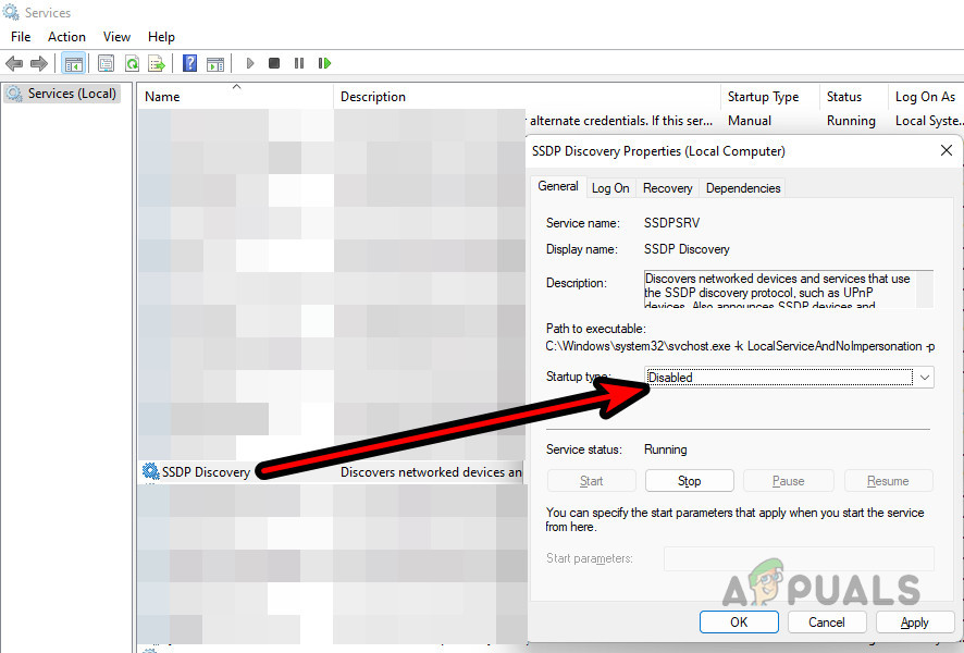 Disable SSDP Discovery Service