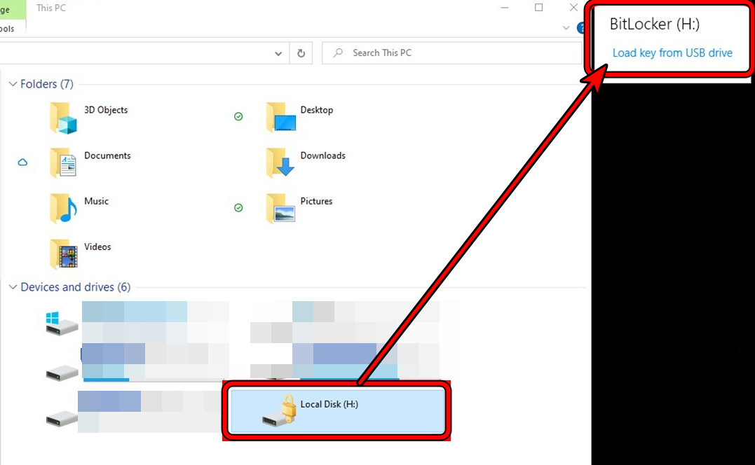 Load the BitLocker Recovery Key from the USB Drive