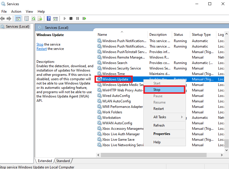 Windows Services Panel.