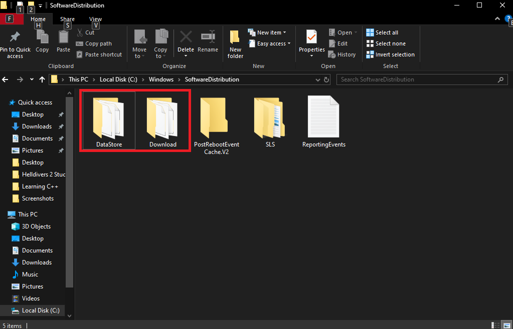 System Distribution folder contents.