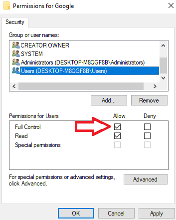 Full Control Permissions