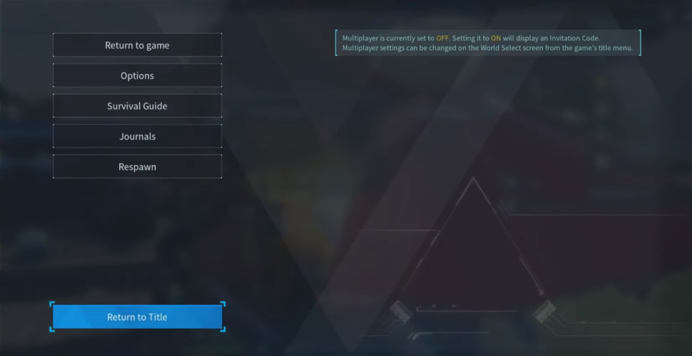 Escape Menu of Palworld