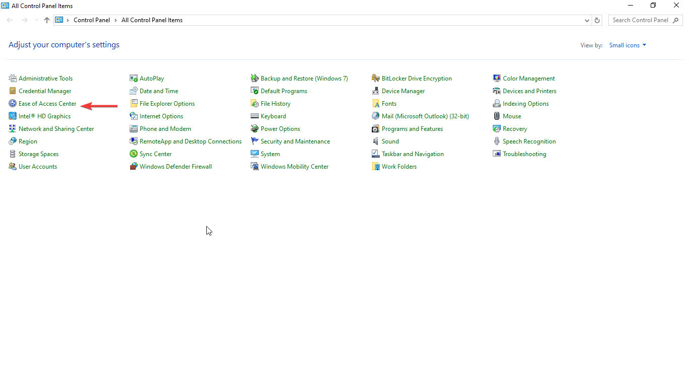 Control Panel - Ease of Access