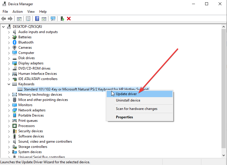 Update keyboard driver