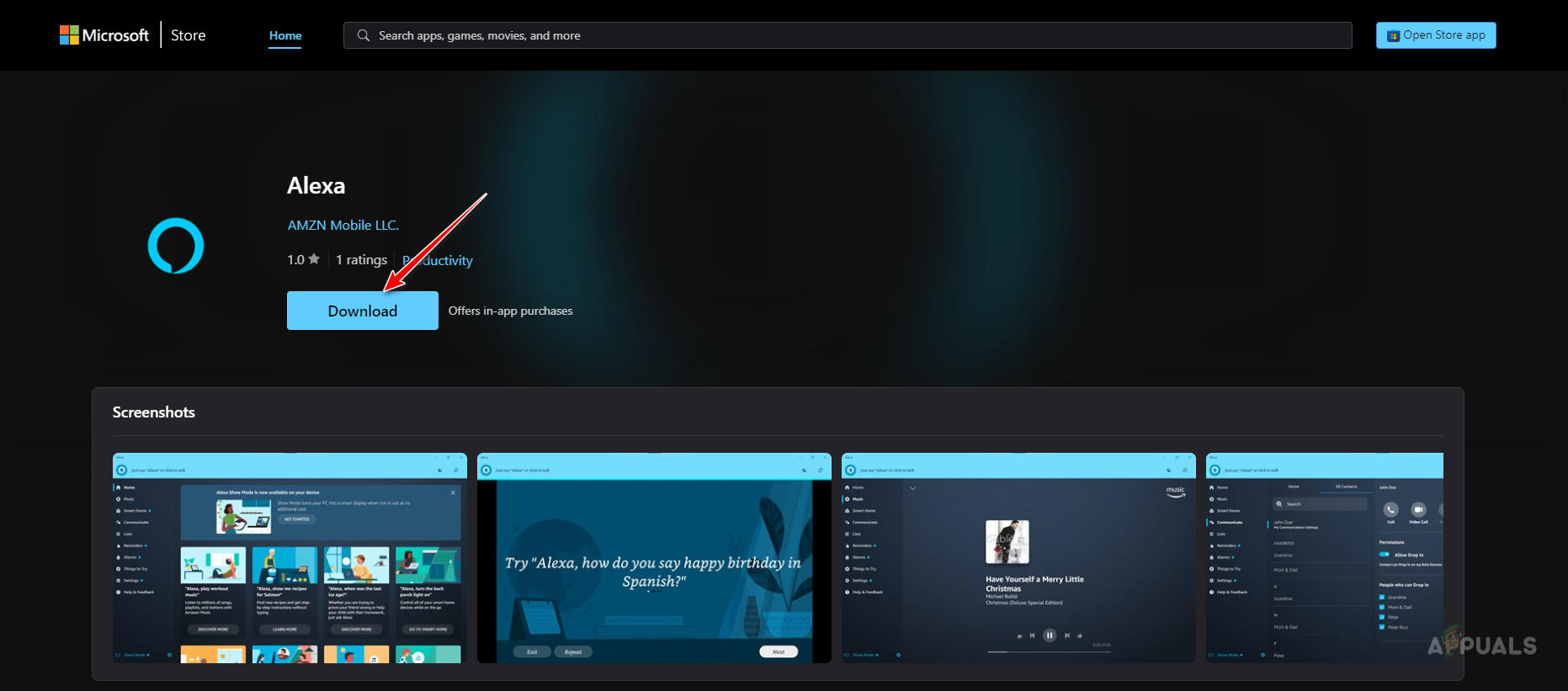 Downloading Alexa App via Microsoft Apps Repository