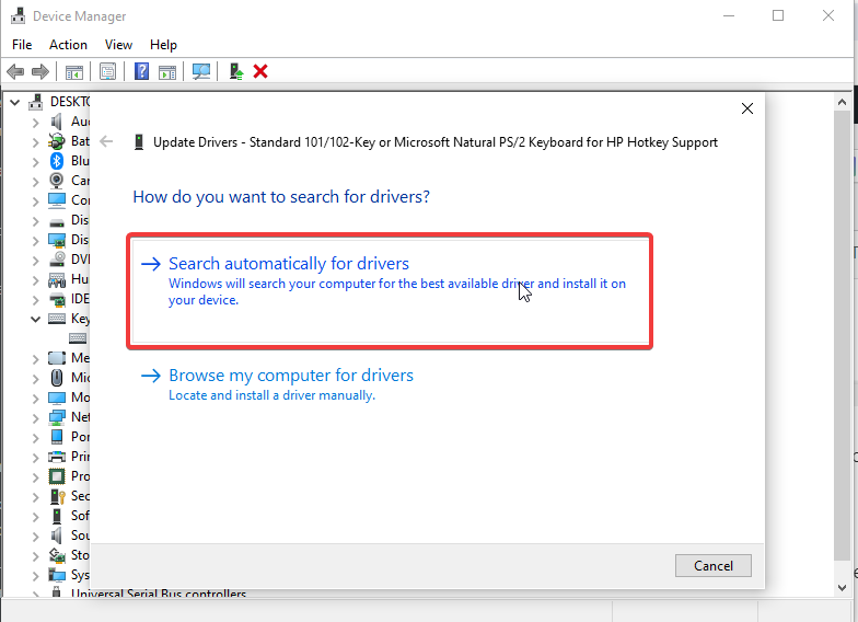 Search automatically for drivers