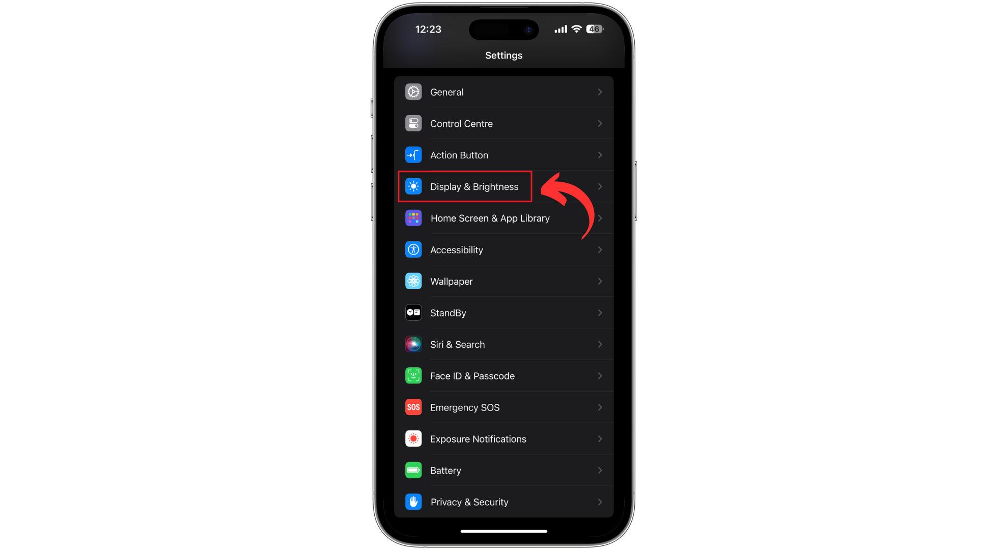 Tap on Display & Brightness