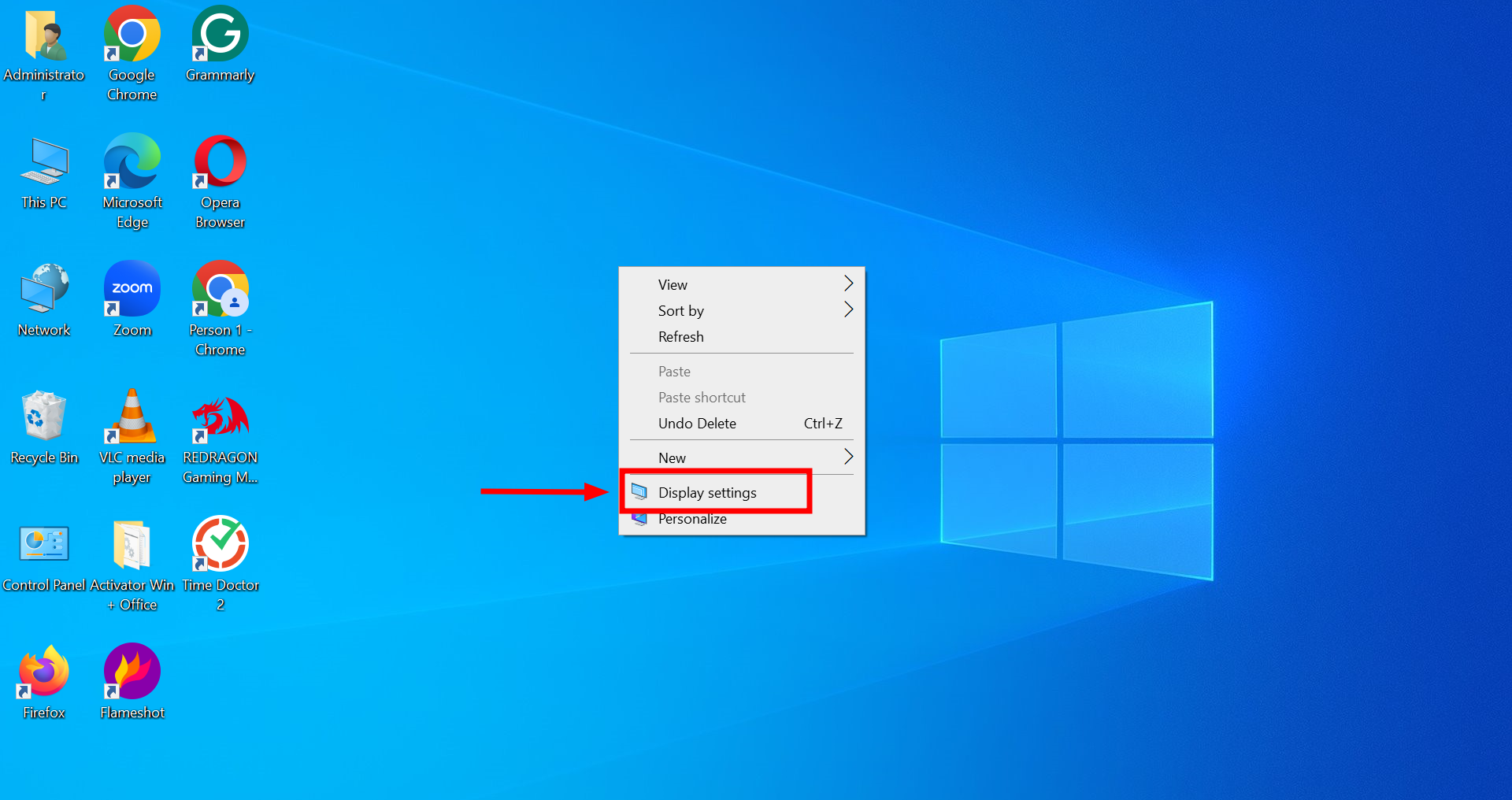 Open Display Settings