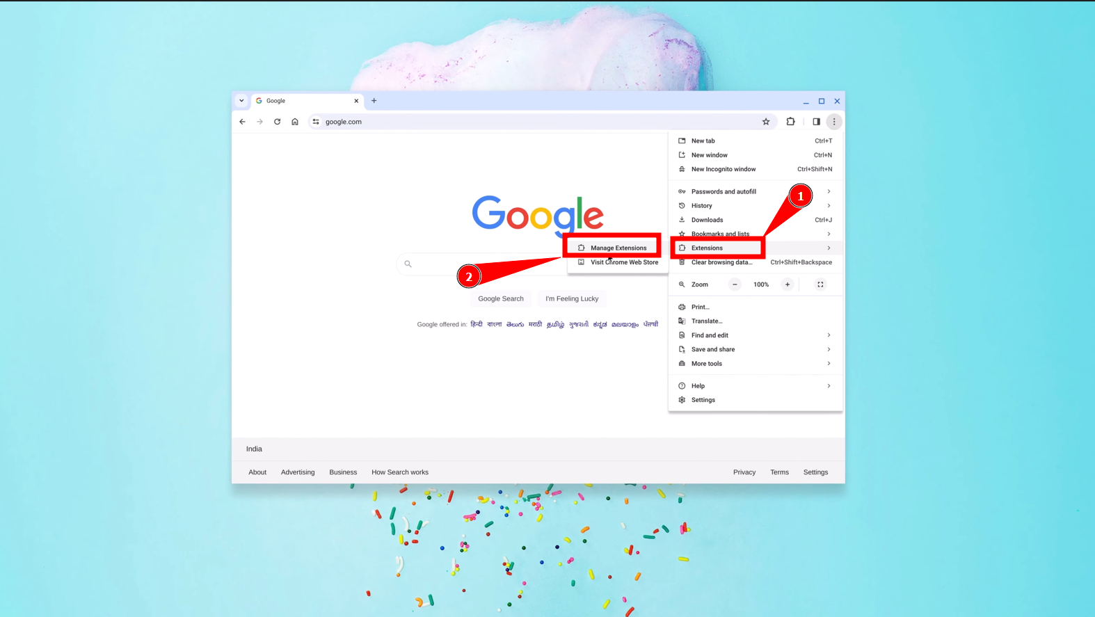 Click on Manage Extensions