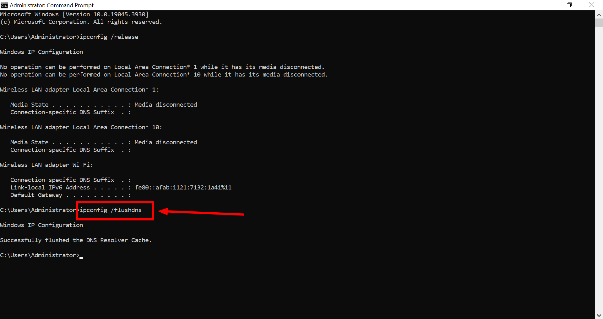 Enter the command and press Enter