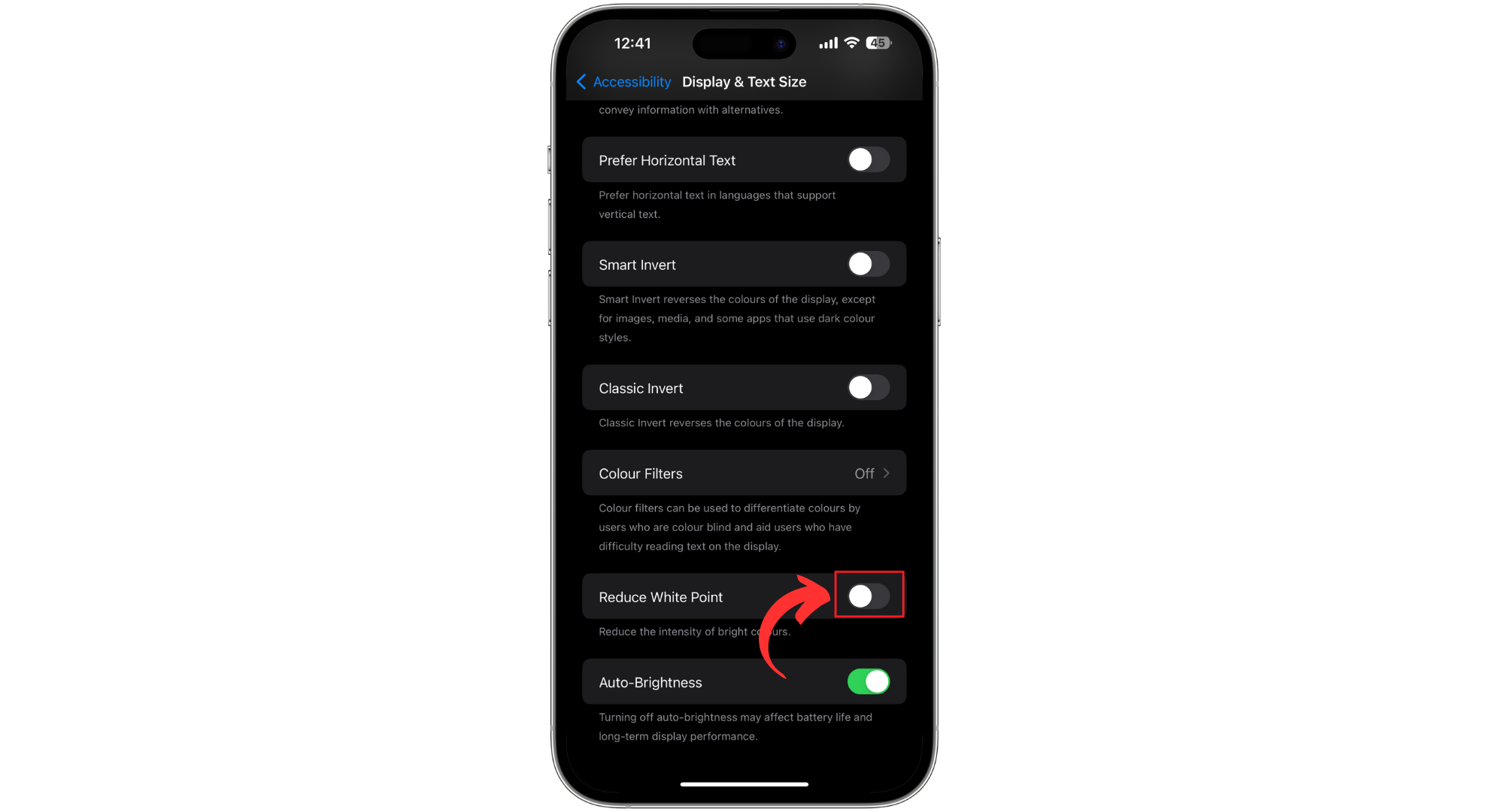Turn on Reduce White Point