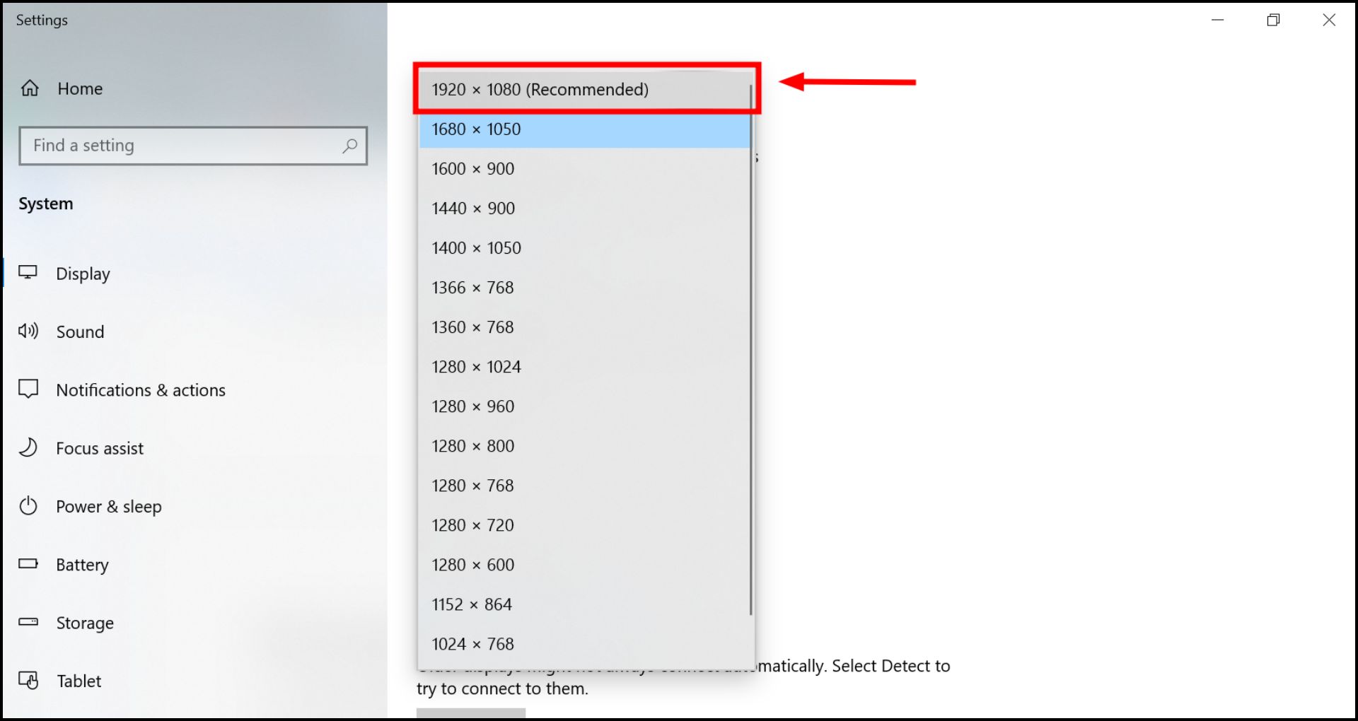 Pick the resolution you want
