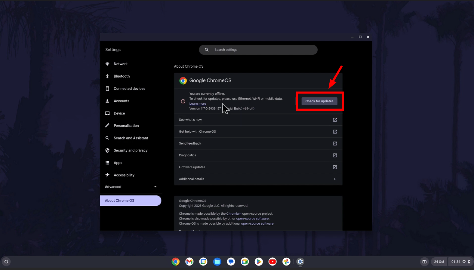 Click on Check for updates