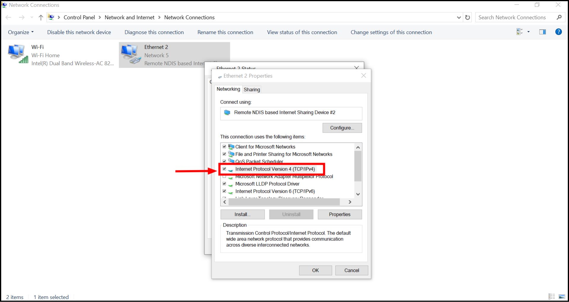 Double click on Internet Protocol Version 4