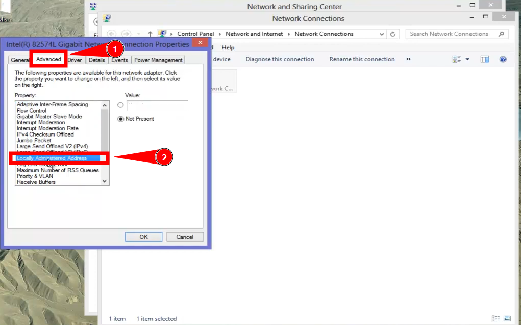Click Locally Administered Address