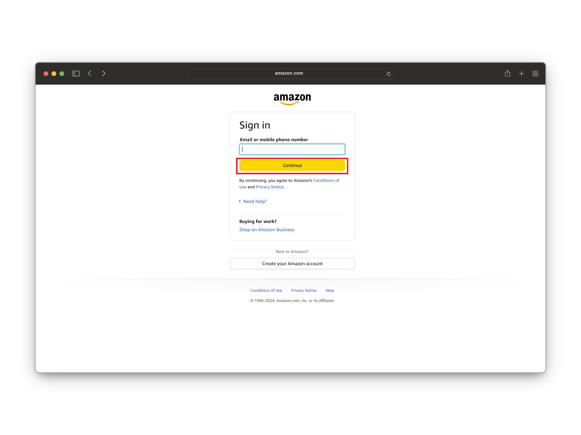 Amazon Sign in Page