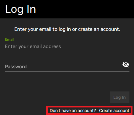 Create account on GeForce Experience