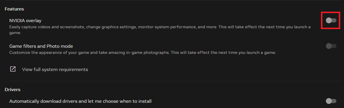 Toggle off Nvidia Overlay