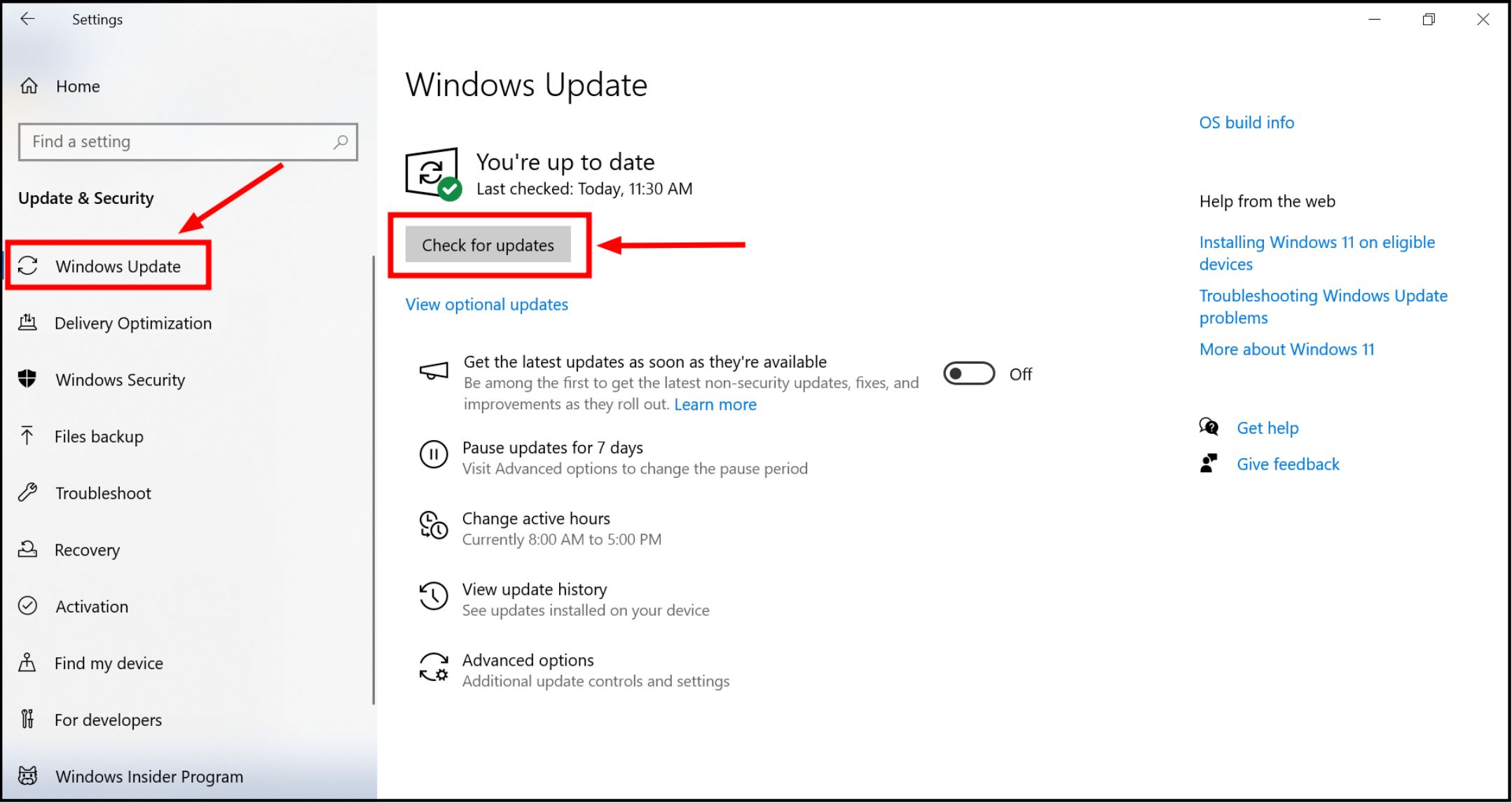 Click on Check for Updates