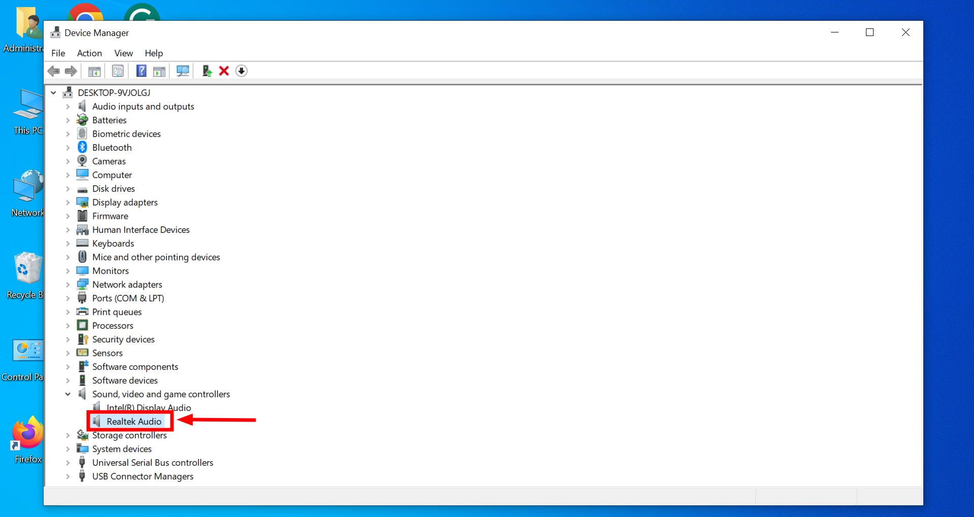 Click on Realtek Audio