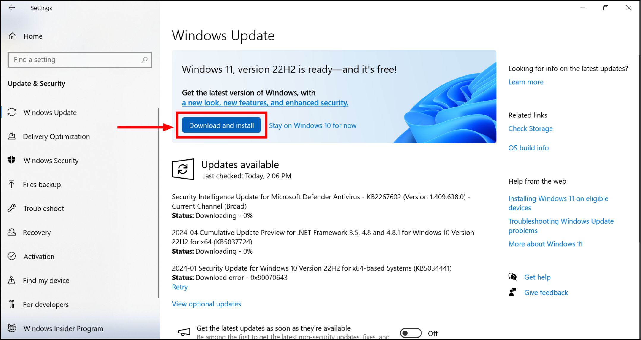 Install if any update is available