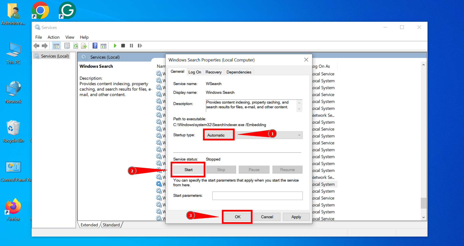 Choose the options and click OK
