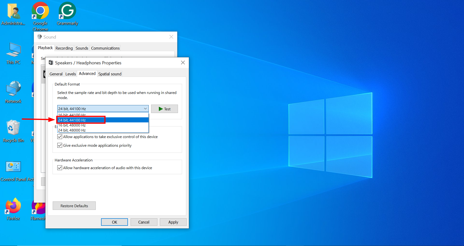 Change the default format