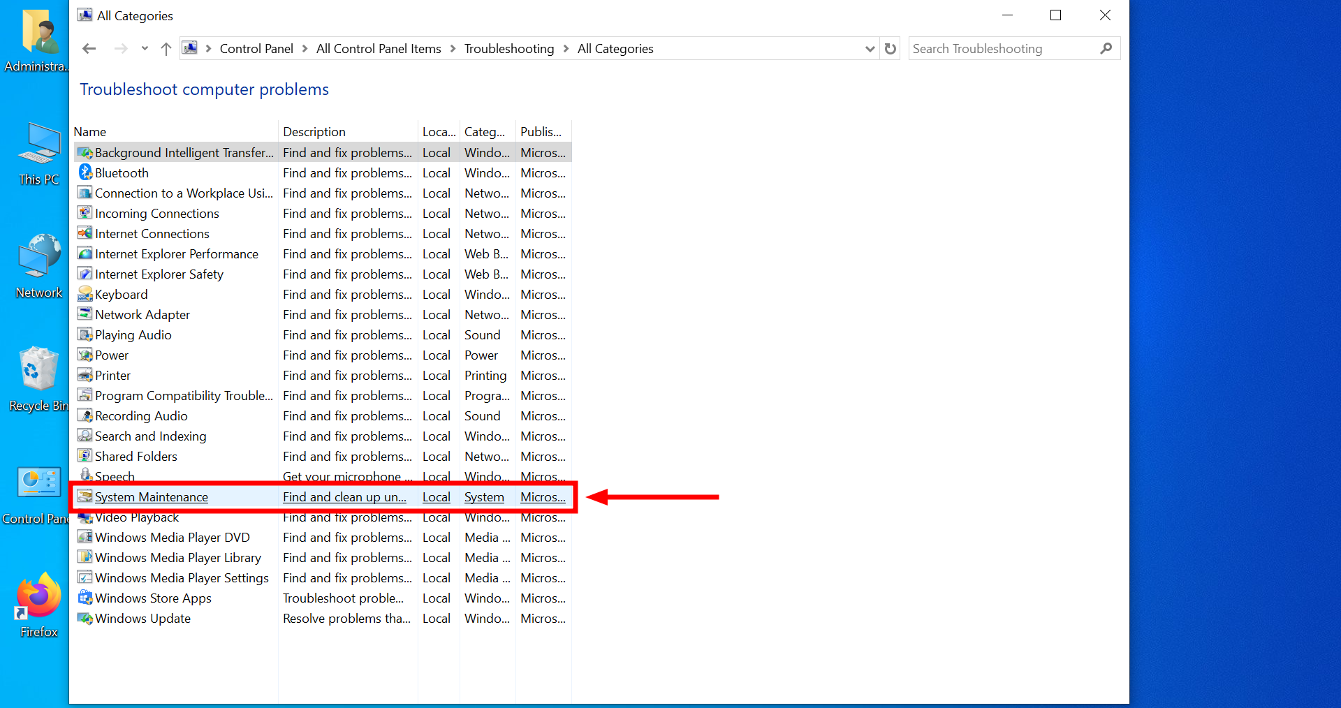Click on System Maintenance 