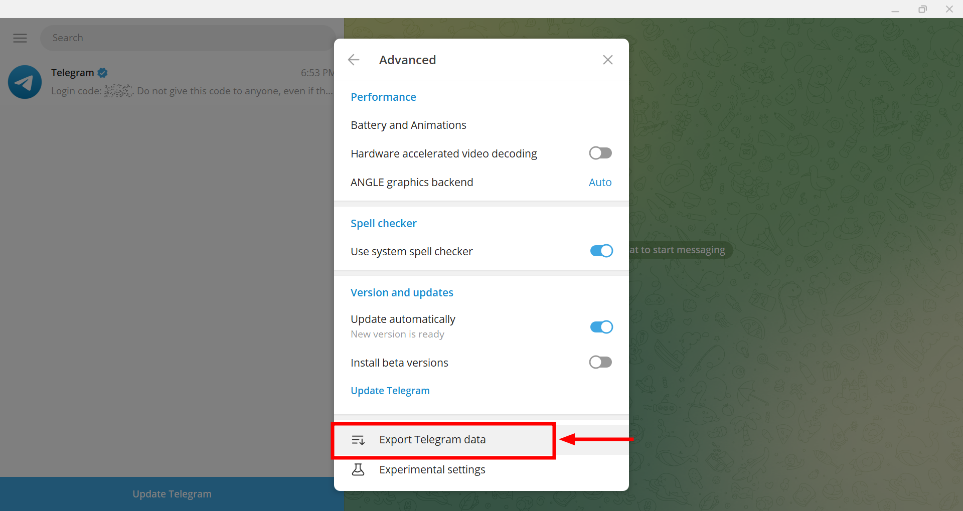 Select the things you want to export