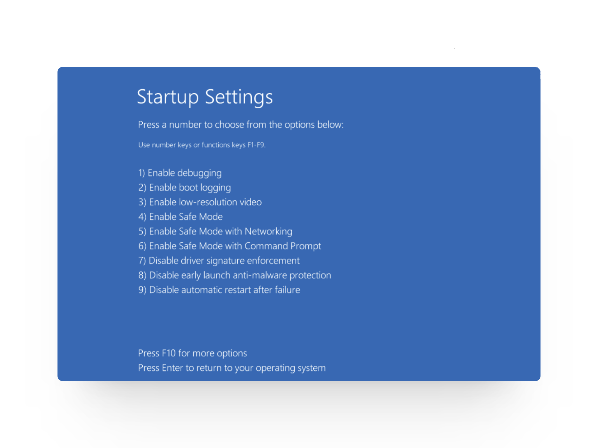 Startup Settings