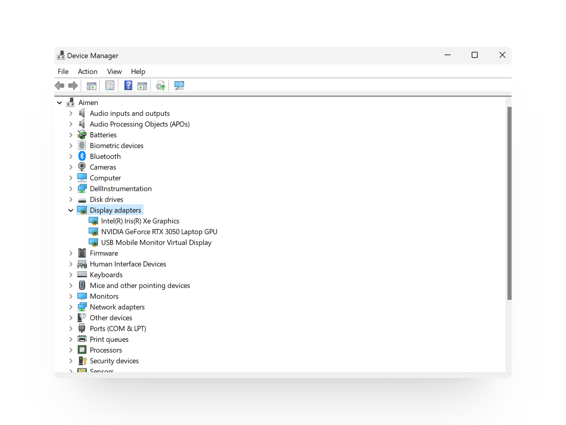 Display adapters in Device Manager