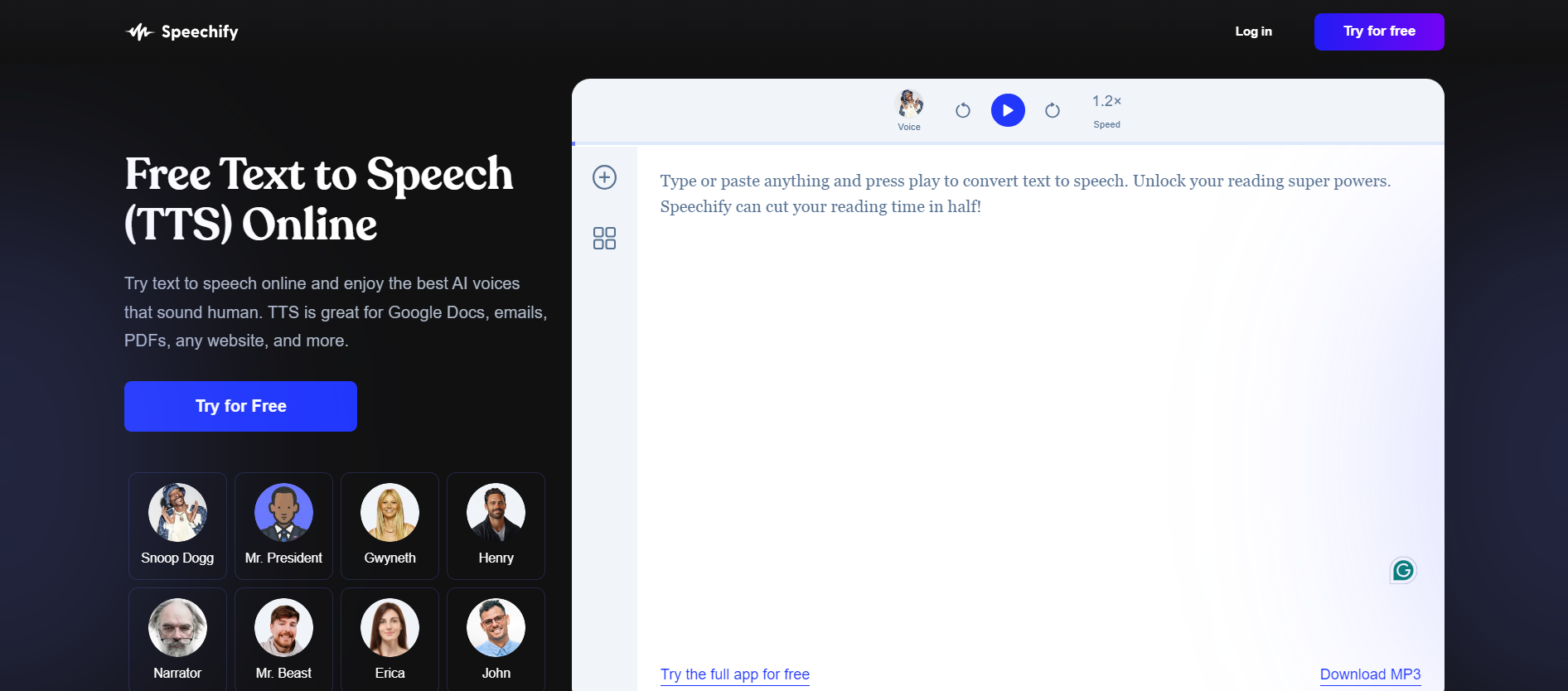 Speechify Homepage