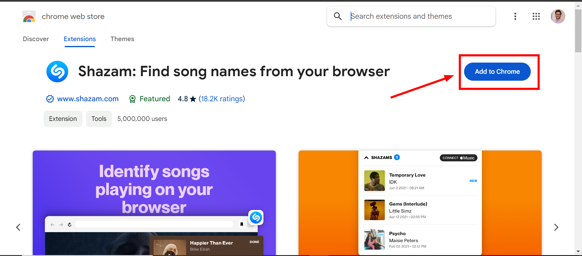 Get Shazam extension for browsers