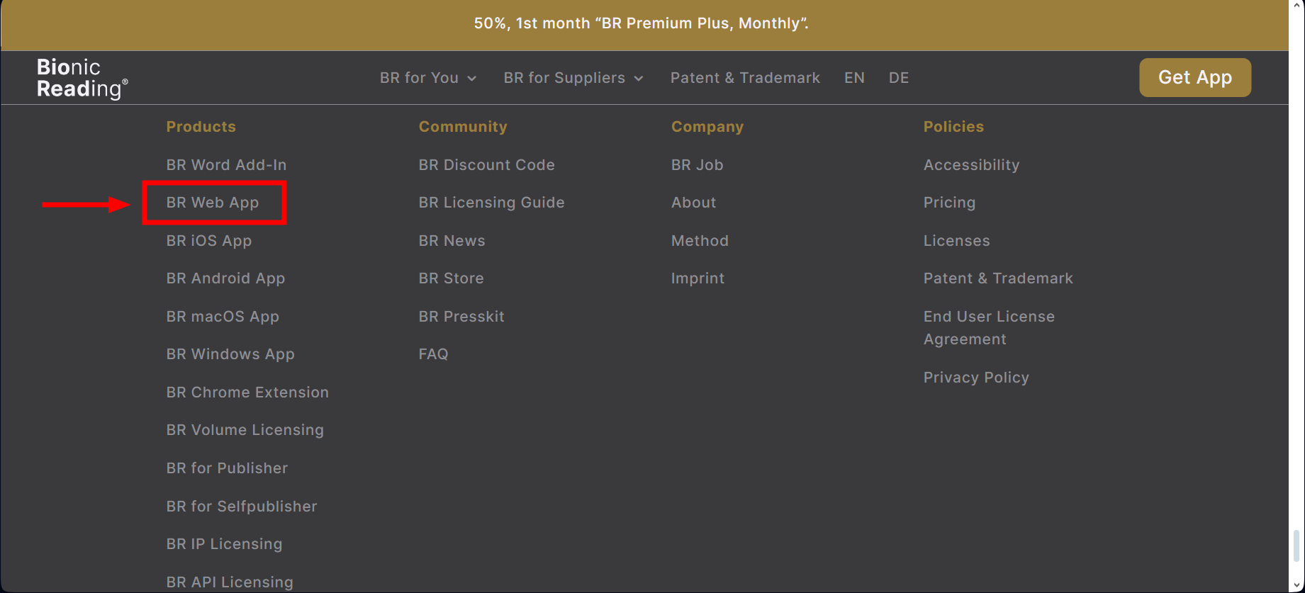 Open the Bionic Reading web page