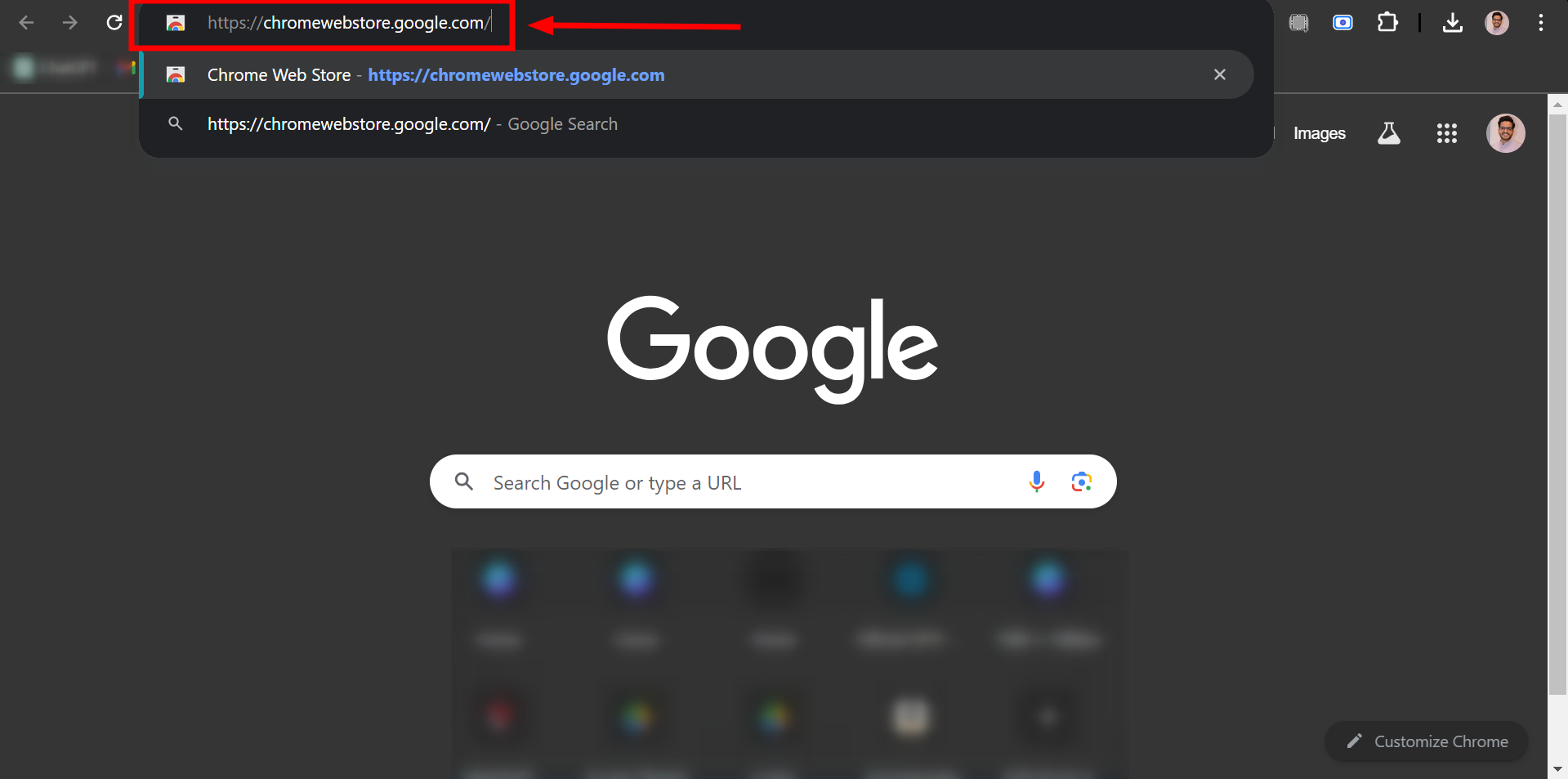 Open Chrome extension store