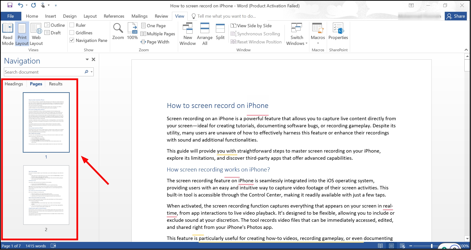 A new sidebar will open
