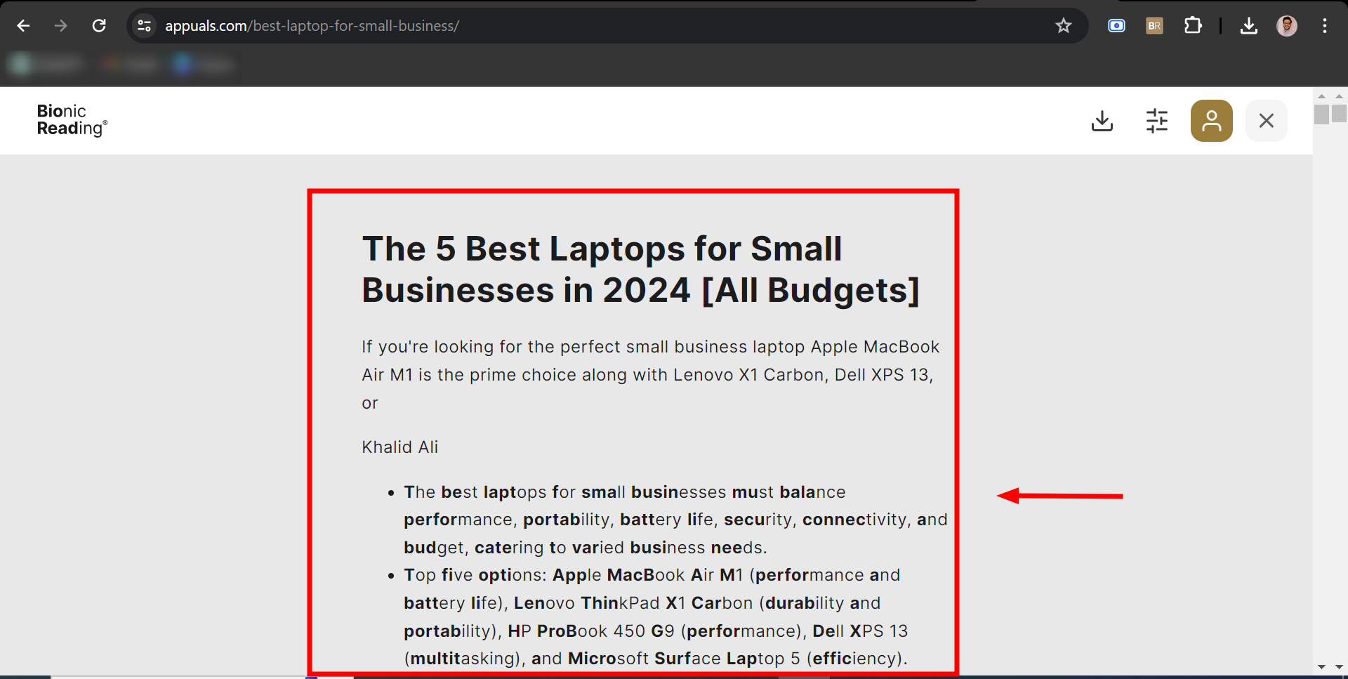 Bionic Reading will be activated
